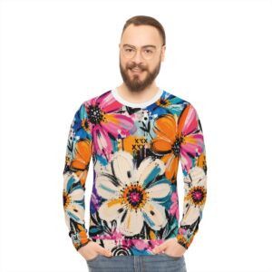 Floral Pop All-Over Print Sweatshirt — Vibrant Painterly Flowers Crewneck
