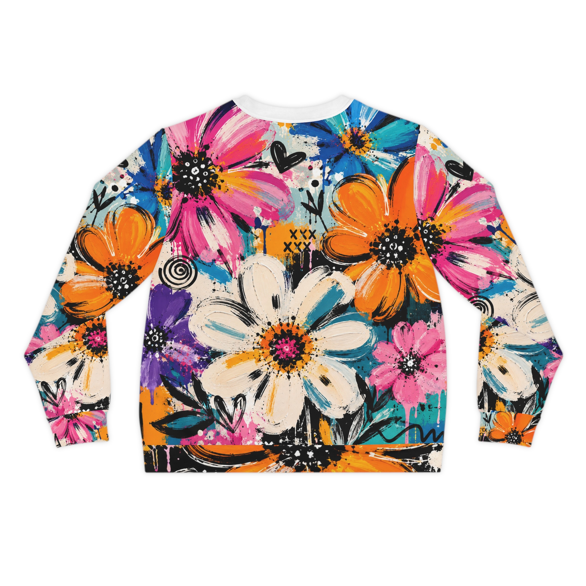Floral Pop All-Over Print Sweatshirt — Vibrant Painterly Flowers Crewneck - Image 3