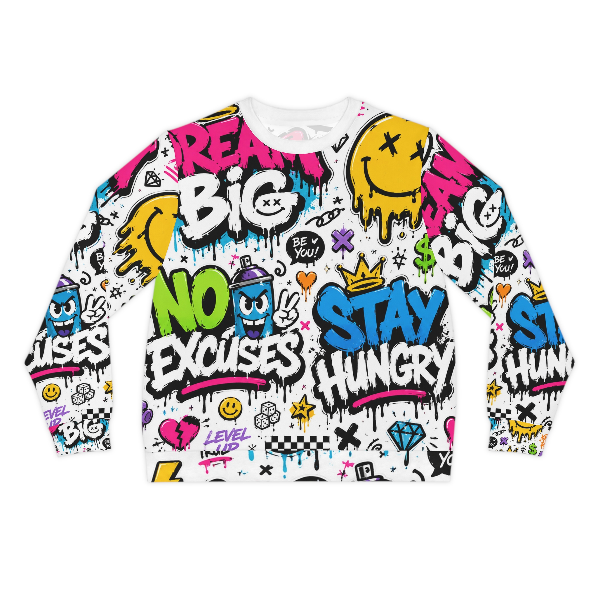 Graffiti Streetwear Sweatshirt β 'Dream Big / No Excuses / Stay Hungry' All-Over Print - Image 3