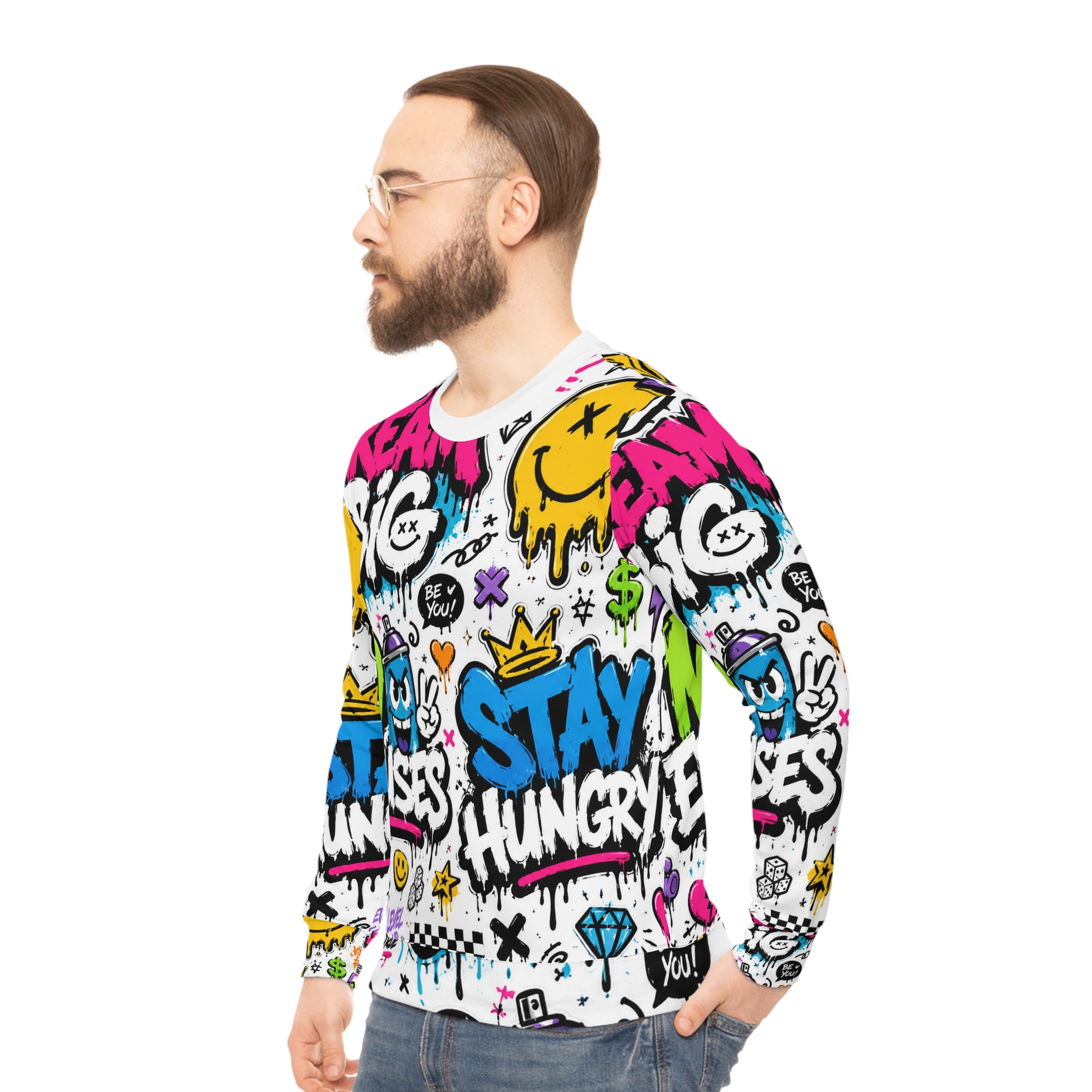 Graffiti Streetwear Sweatshirt β 'Dream Big / No Excuses / Stay Hungry' All-Over Print - Image 6
