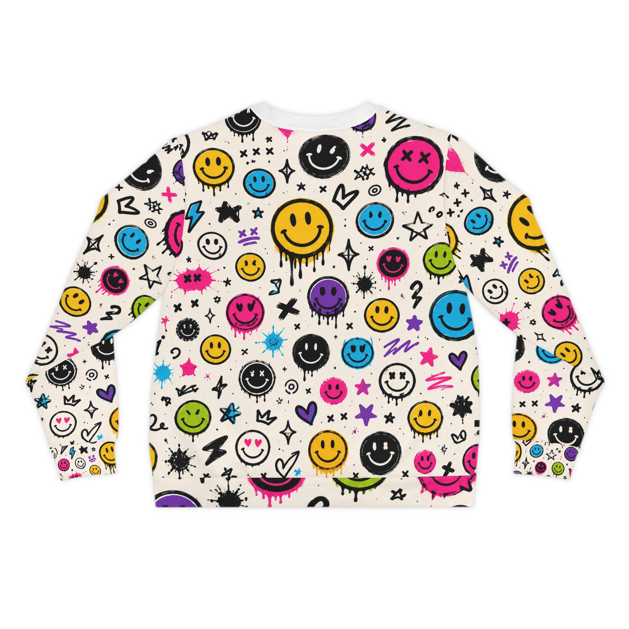 Smiley Graffiti Lightweight Sweatshirt — Colorful All-Over Print - Image 3