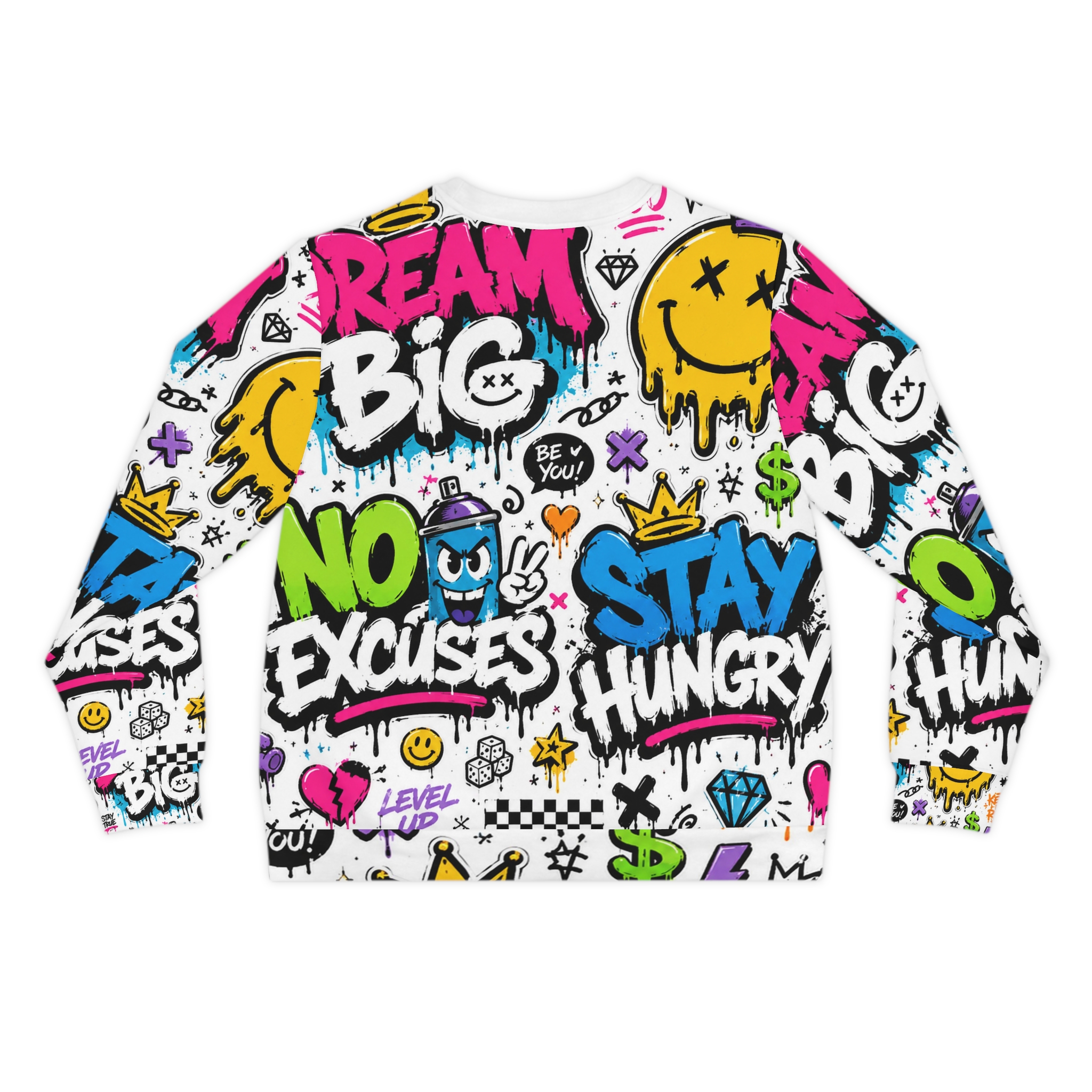Graffiti Streetwear Sweatshirt β 'Dream Big / No Excuses / Stay Hungry' All-Over Print - Image 4