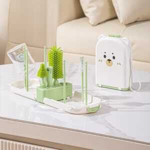 Travel Baby Bottle Brush Set - Newborn Safe Silicone Cleaning Brushes With Storage Box For Bottles, Nipples &