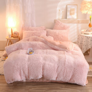 Luxury Thick Fleece Duvet Cover Queen King Winter Warm Bed Quilt Cover Pillowcase Fluffy Plush Shaggy