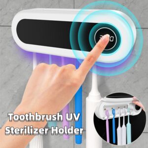 Wall Mounted Toothbrush Holder Smart Toothbrush UV Sterilizer Holder Toothpaste Dispenser Squeezer For