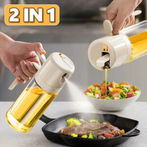 2 In 1 Oil Sprayer Bottle BBQ Cooking Oil Dispenser Olive Oil Pourers Sprayer Kitchen Baking Oil Mister