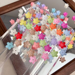 Solid 5-Petal Acrylic Flower Beads, Mini Opaque Center-Hole Charms For DIY Hanfu Hairpin Tiny Flower Bases &