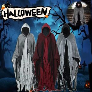 Unisex Halloween Ghost Dementors Cosplay Costume Gothic Horror Zombie Tattered Hooded Capes Day Of The Dead