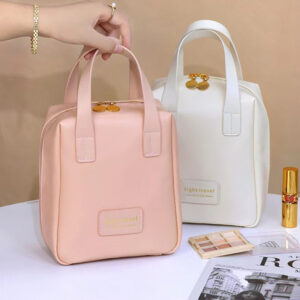 Shell Shape PU Leather Cosmetic Bag Waterproof Letter Makeup Pouch Bag Multifunction Carry-on Makeup Tote