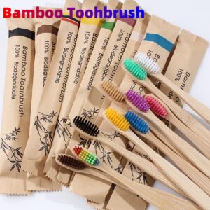10Pcs Colorful Toothbrush Natural Bamboo Tooth Brush Set Soft Bristle Charcoal Teeth Eco Bamboo Toothbrushes