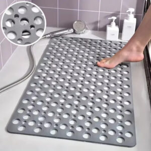 Square Non-slip Bathroom Mat With Suction Cup And Round Hole Design Shower Anti-fall Household Shower Massage