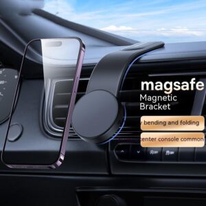 Magnetic Bendable Car Mobile Phone Holder Wireless Charger Phone Holder 15W Car Dash Mount Compatible With