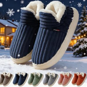 Winter Plush Home Shoes Fashion Solid Color Stripes Floor Bedroom Slippers Indoor Outdoor Garden Shoes For