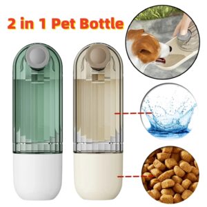 2 In 1 Pet Water Cup Segment Design Green Dog Walking Portable Drinking Cup Dog Feeding Supplies Pet Supplies