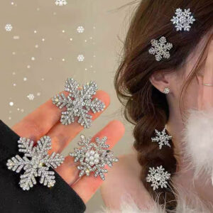 Cyrstal Snowflake Pearl Hair Clip Winter Girls Small Sweet Bobby Pins Women Fashion Retro Flower Hairside