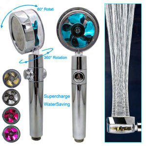 Shower Head Water Saving Flow 360 Degrees Rotating With Small Fan ABS Rain High Pressure Spray Nozzle