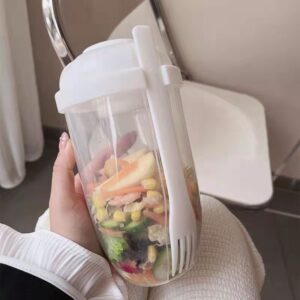 Breakfast Oatmeal Cereal Nut Yogurt Salad Cup Container Set With Fork Sauce Cup Lid Bento Food Taper Bowl