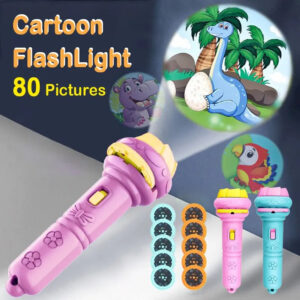 Cartoon Projection Flashlight 80 Patterns Creative Children Flashlight Toy Projector Baby Toys Bedtime Story