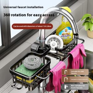 Kitchen Space Aluminum Sink Faucet Storage Rack Dishwasher Vegetable Sink Supplies Household Drain Basket