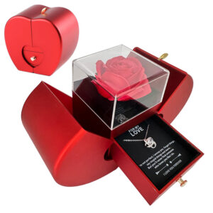 Fashion Jewelry Box Red Apple Christmas Gift Necklace Eternal Rose For Girl Mother's Day Valentine's Day