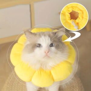 Cat Small Dog Recovery Collar, Cute Sunflower Neck Cone After Surgery, Adjustable Pet E Collar, Wound Healing